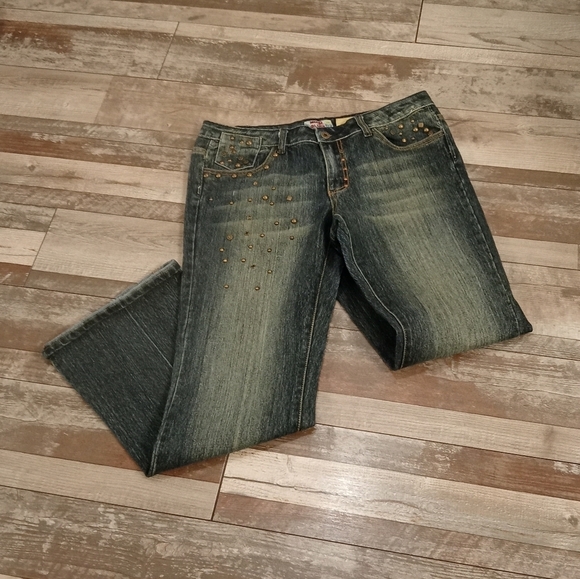 Moto Blues Retro Y2K Studdef Hardware Stone Washed Jeans Size 13/14 - Picture 4 of 5